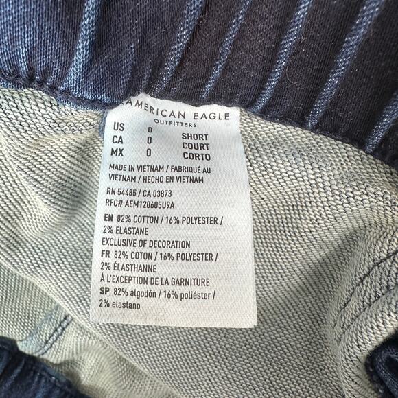 American Eagle Jogger Pants SZ 0 Short Blue Soft Stretch Denim High-Rise Jeans - Picture 5 of 11